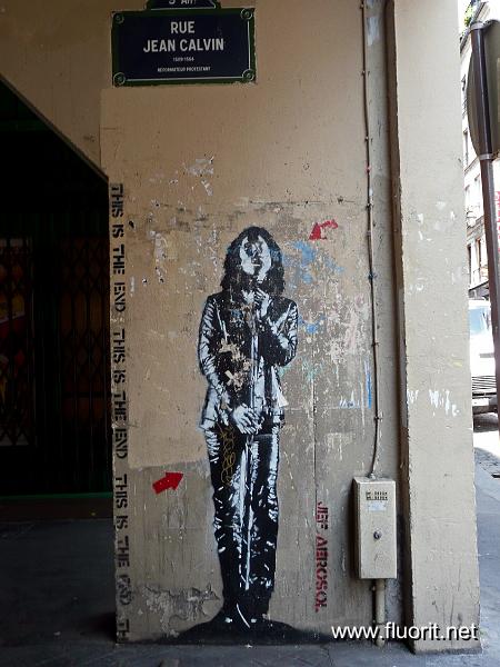 graf_jim_morrison2.jpg - Graffiti gens célèbres - Pochoir - Jim Morrison chante  (Jef Aerosol)  © Fluorit