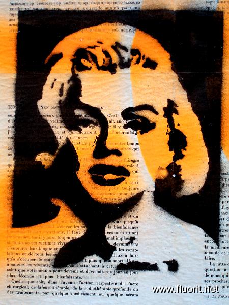 graf_marilyn2.jpg - Graffiti - gens célèbres - Marilyn Monroe - Pochoir orange  © fluorit